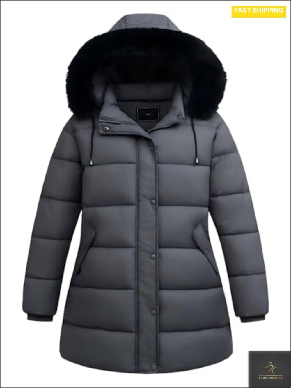 Plus Size Down Coat Waterproof Windproof Detachable Hood Flannel Lined